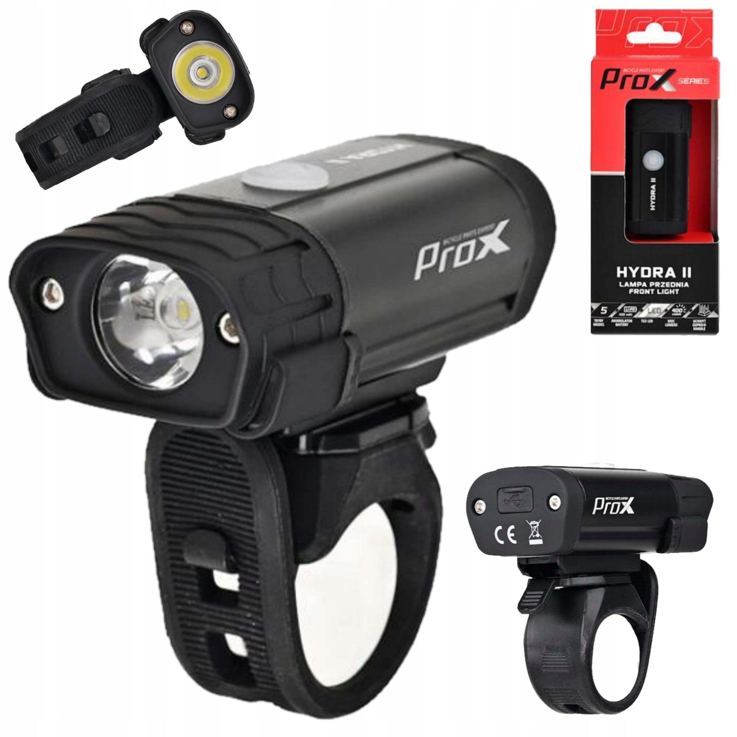 Front lamp PROX HYDRA II 400Lm, 1100mAh, USB-C