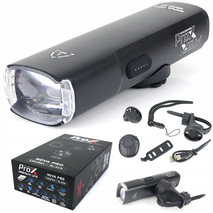 Front lamp PROX NOVA PRO 1600Lm, BLACK, 5000mAh, SAFE, MEMORY MODE, USB-C