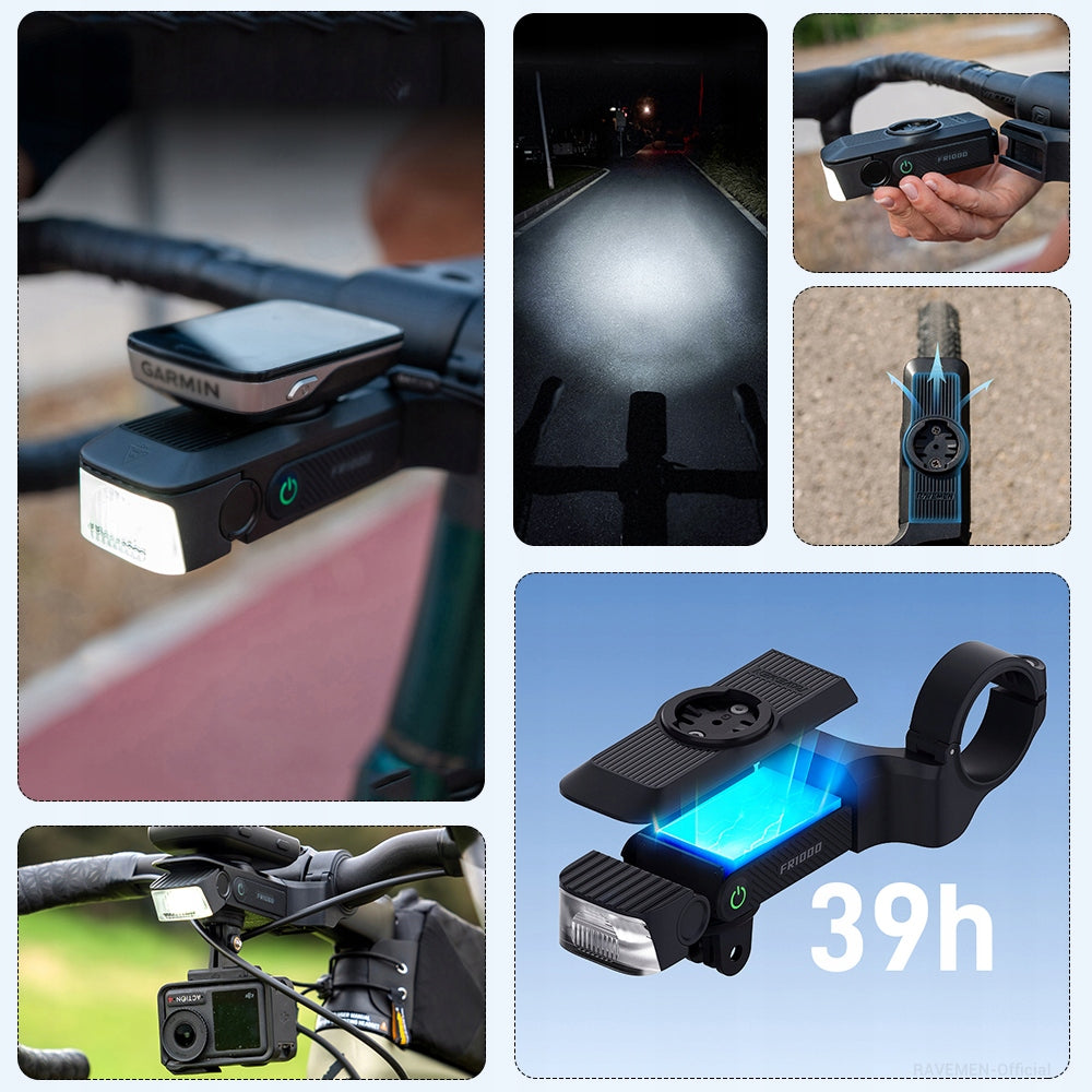 Front lamp RAVEMEN FR1000, rechargeable, GPS holder for Garmin/Wahoo/XOSS Brand Ravemen