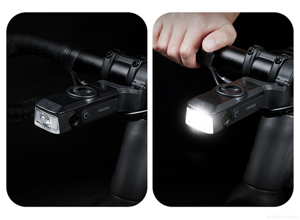 Front lamp RAVEMEN FR1000, rechargeable, GPS holder for Garmin/Wahoo/XOSS Light source LED