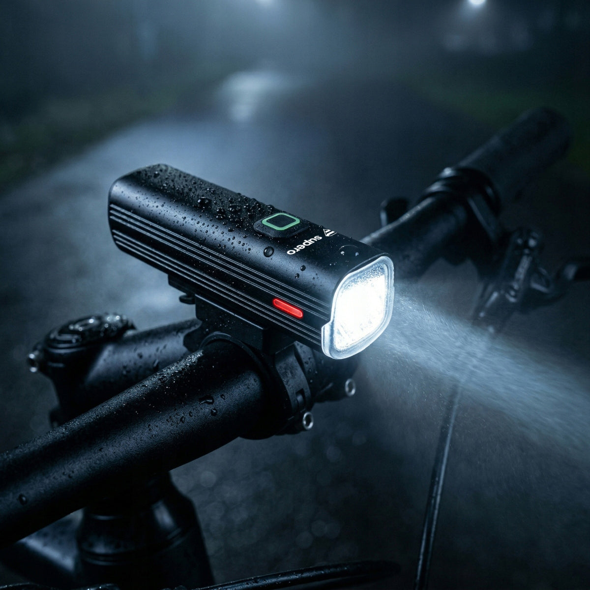 Front + rear bicycle light for night riding 1000 lm USB-C IPX6 4800mAh Brand SUPERO