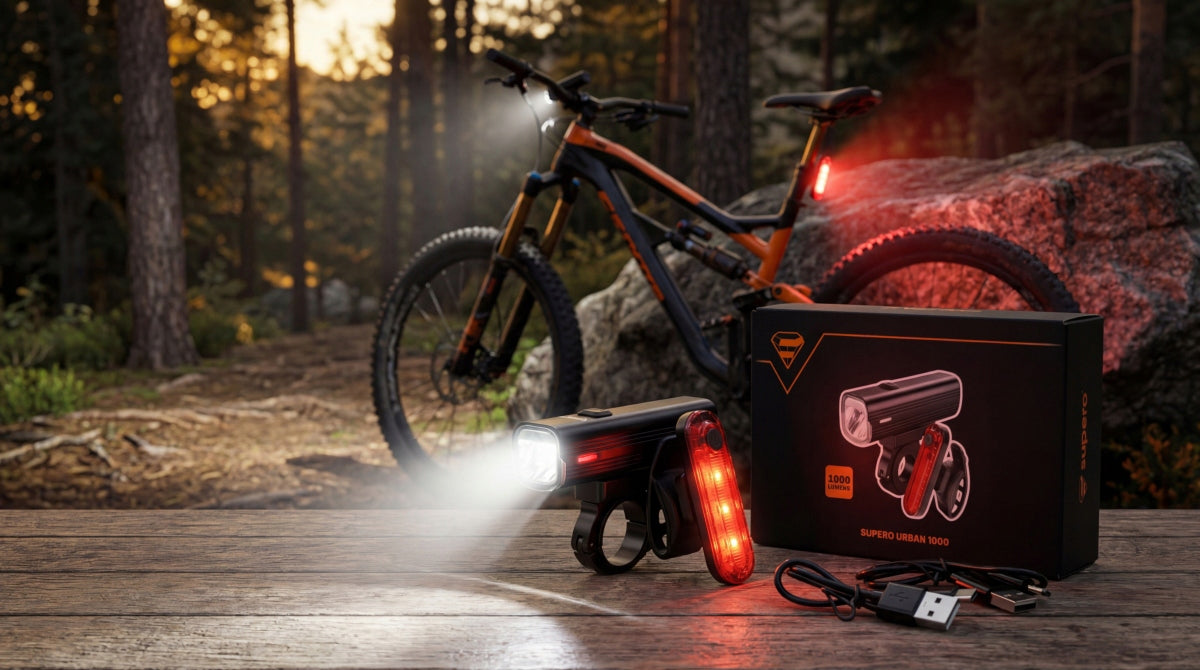 Front + rear bicycle light for night riding 1000 lm USB-C IPX6 4800mAh Packaging status original