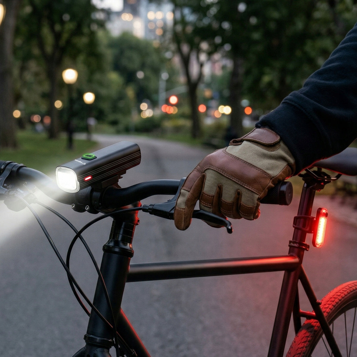 Front + rear bicycle light for night riding 1000 lm USB-C IPX6 4800mAh Power supply rechargeable battery