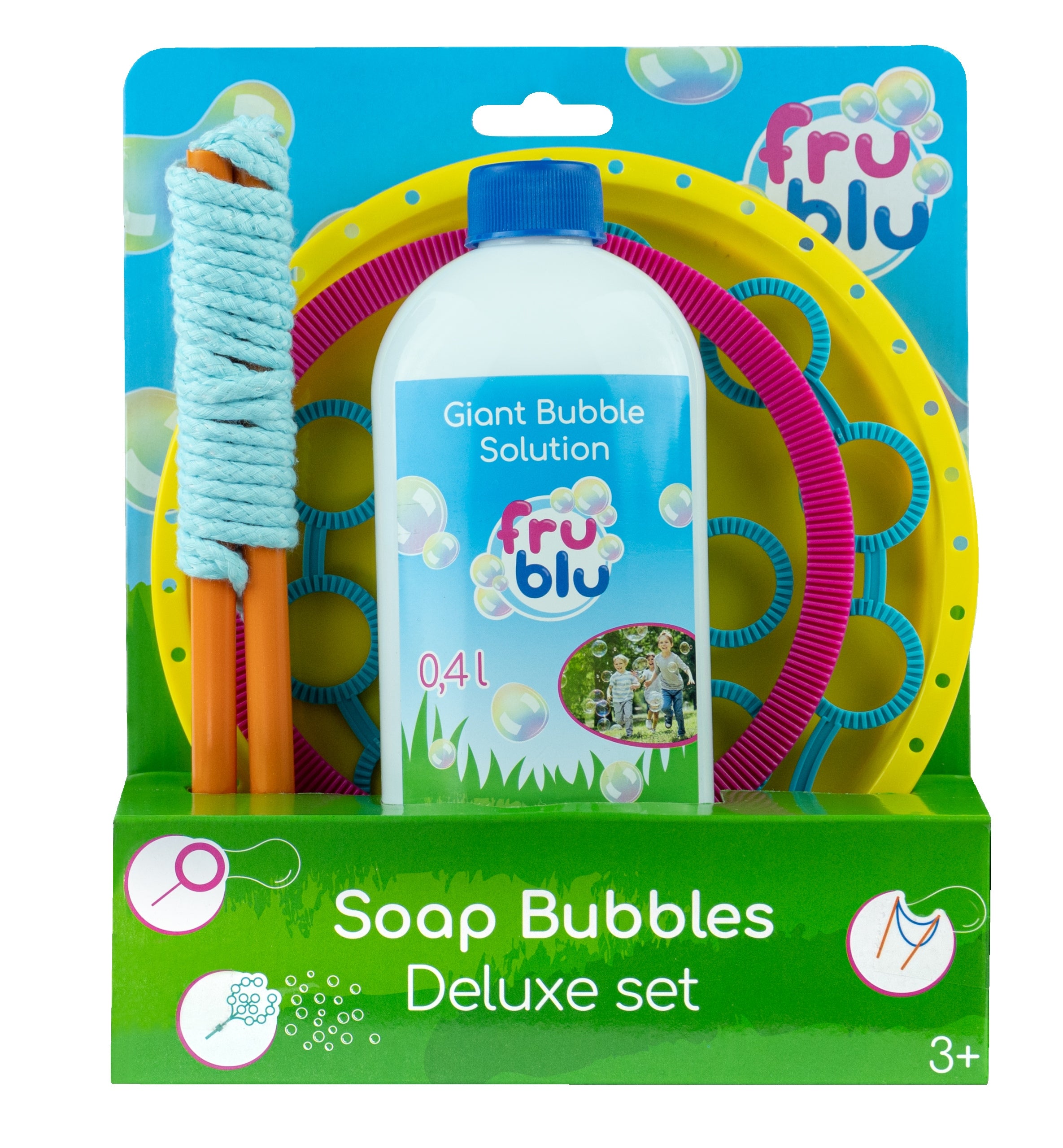 Fru Blu Deluxe Set + Liquid 0,4l Soap Bubble Set for Kids for Bubbles