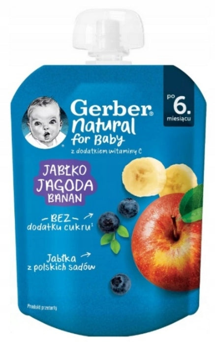 Fruit Mousse for Children Gerber Dessert Mix of Flavours 6m+ 16x80g Brand Gerber