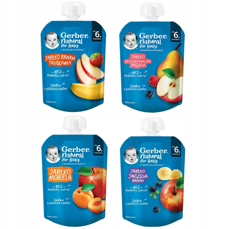 Fruit Mousse for Children Gerber Dessert Mix of Flavours 6m+ 16x80g Manufacturer code 5906601096174