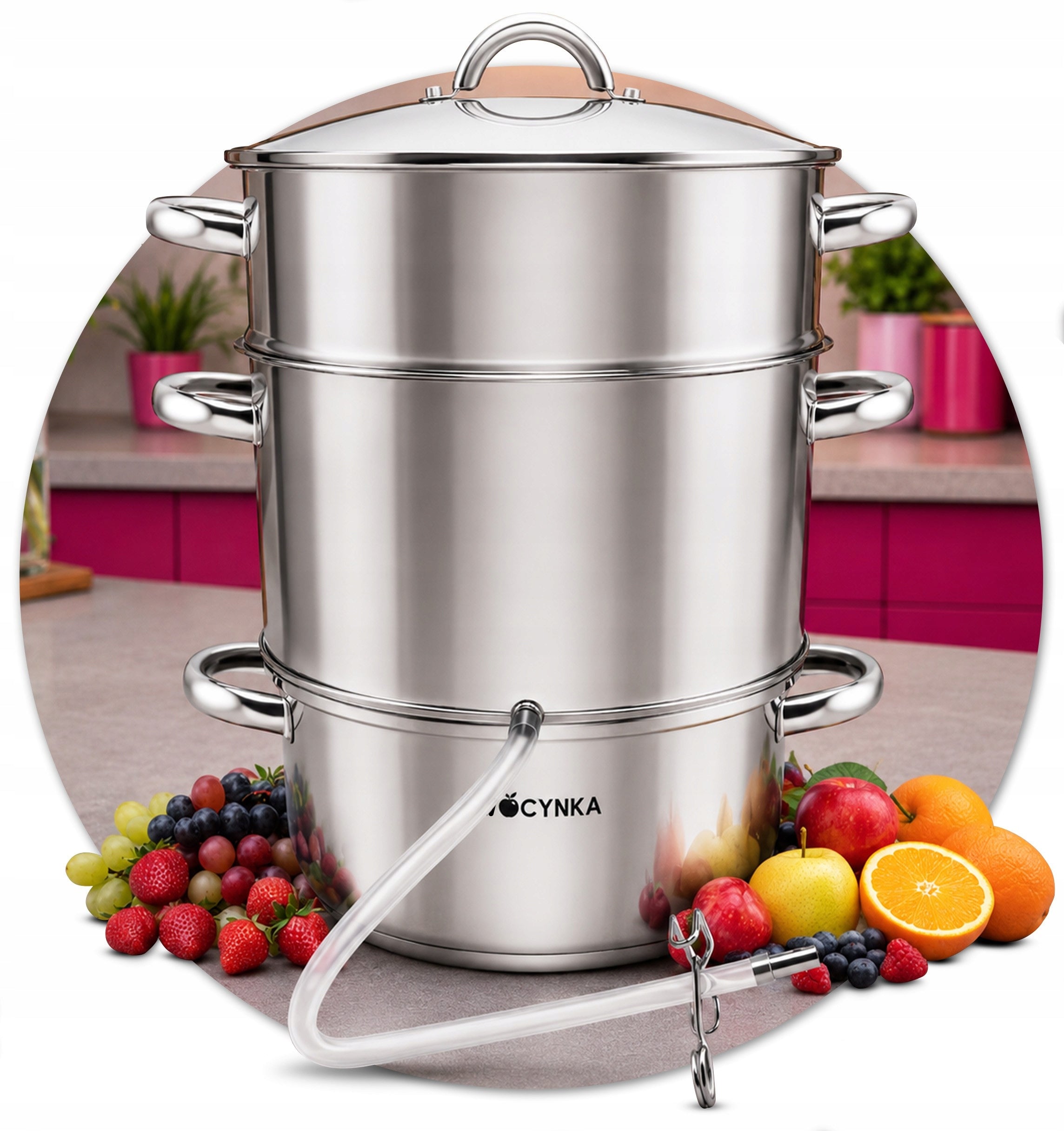 Fruit Steam Juicer Stainless Steel Induction Juice Funnel Hose Steamer 8L Packaging status original
