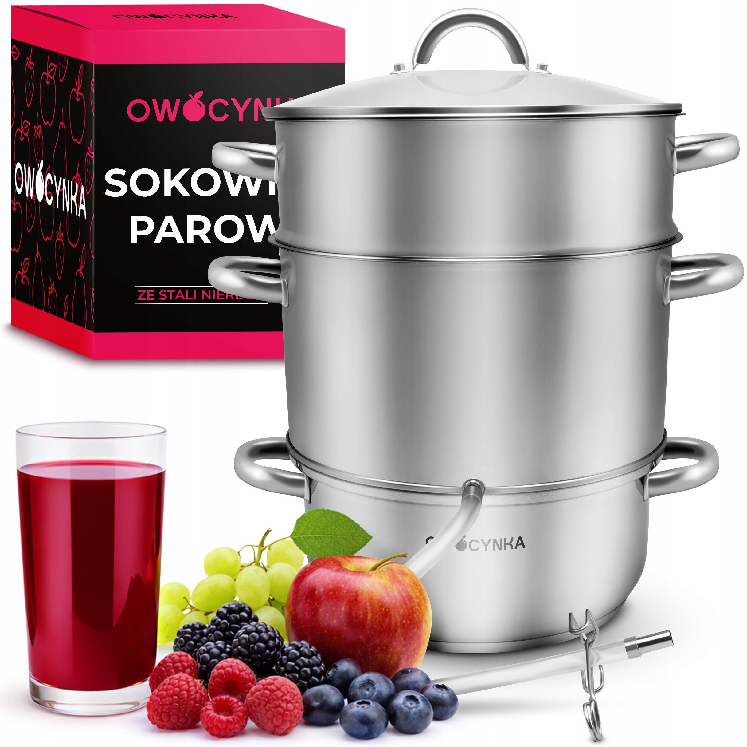 Fruit Steam Juicer Stainless Steel Induction Juice Funnel Hose Steamer 8L