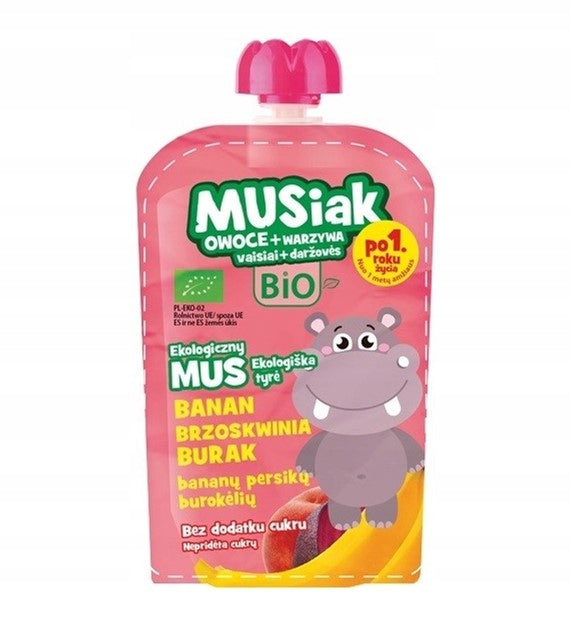 Fruit and vegetable mousse banana peach beetroot 100g BIO MUSiak