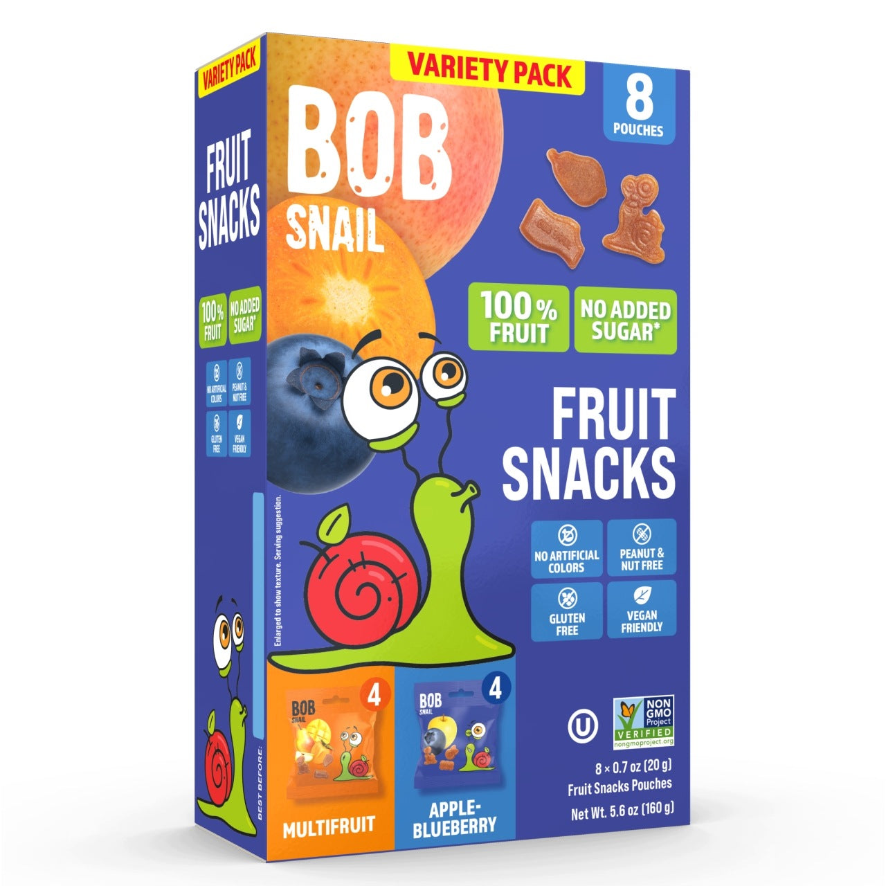 Fruit gummies BOB SNAIL Blueberry Multifruit 160g 8pcs sugar free gluten free Packaging status original