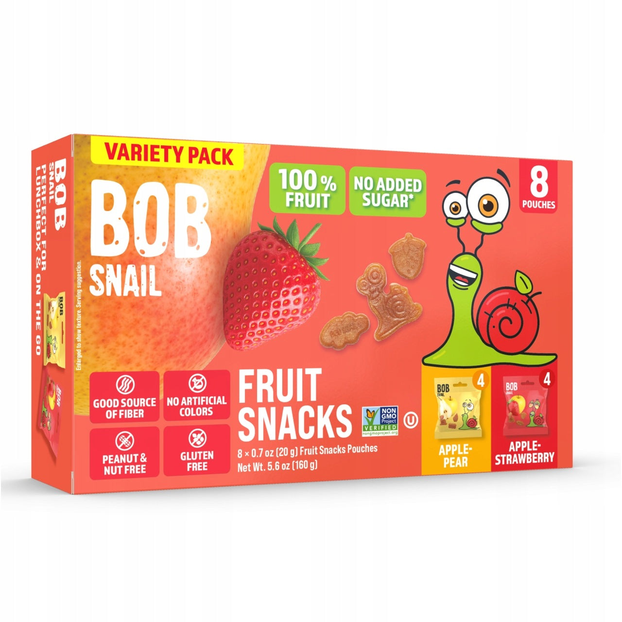 Fruit gummies BOB SNAIL Pear Strawberry 160g 8pcs sugar free gluten free Medical device no