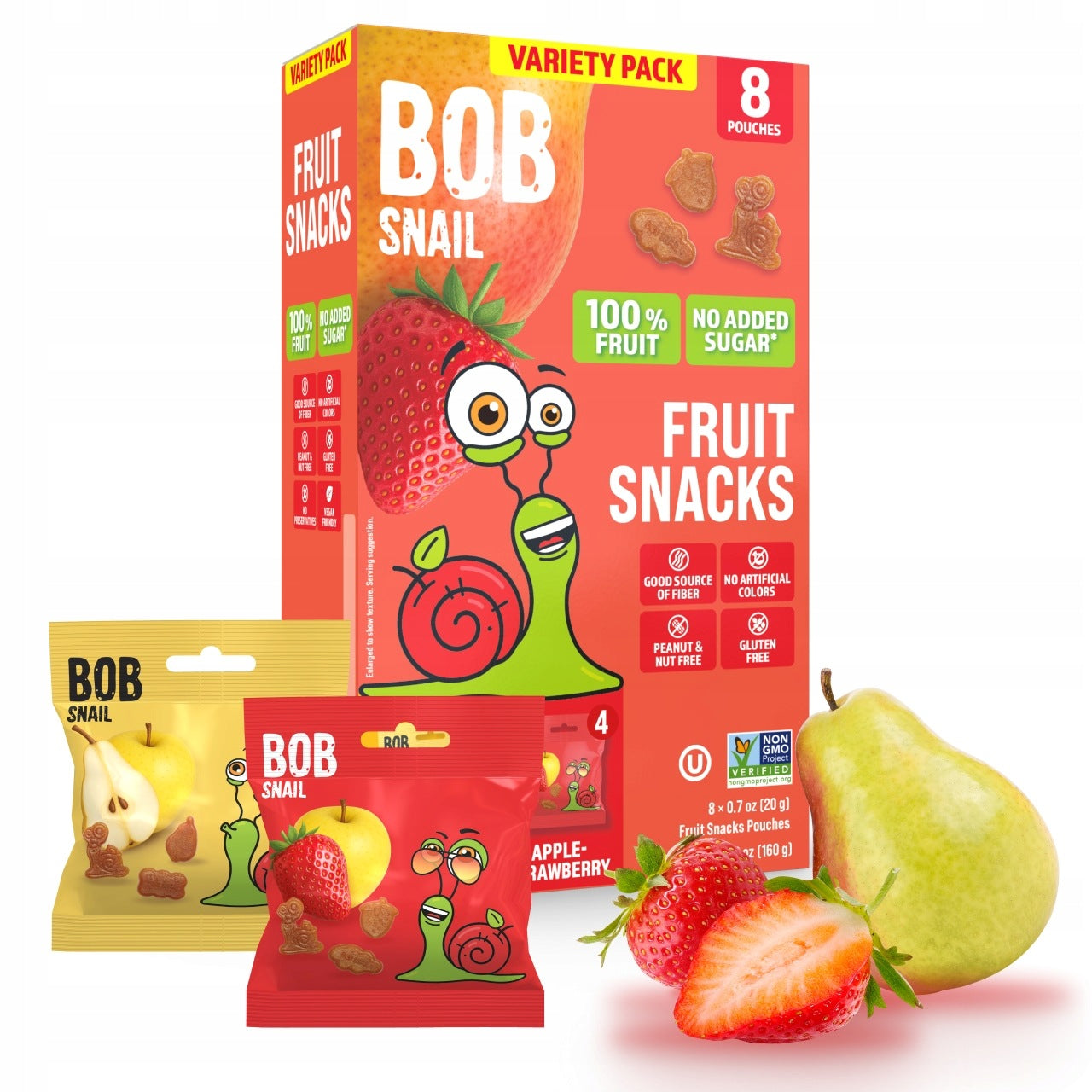 Fruit gummies BOB SNAIL Pear Strawberry 160g 8pcs sugar free gluten free