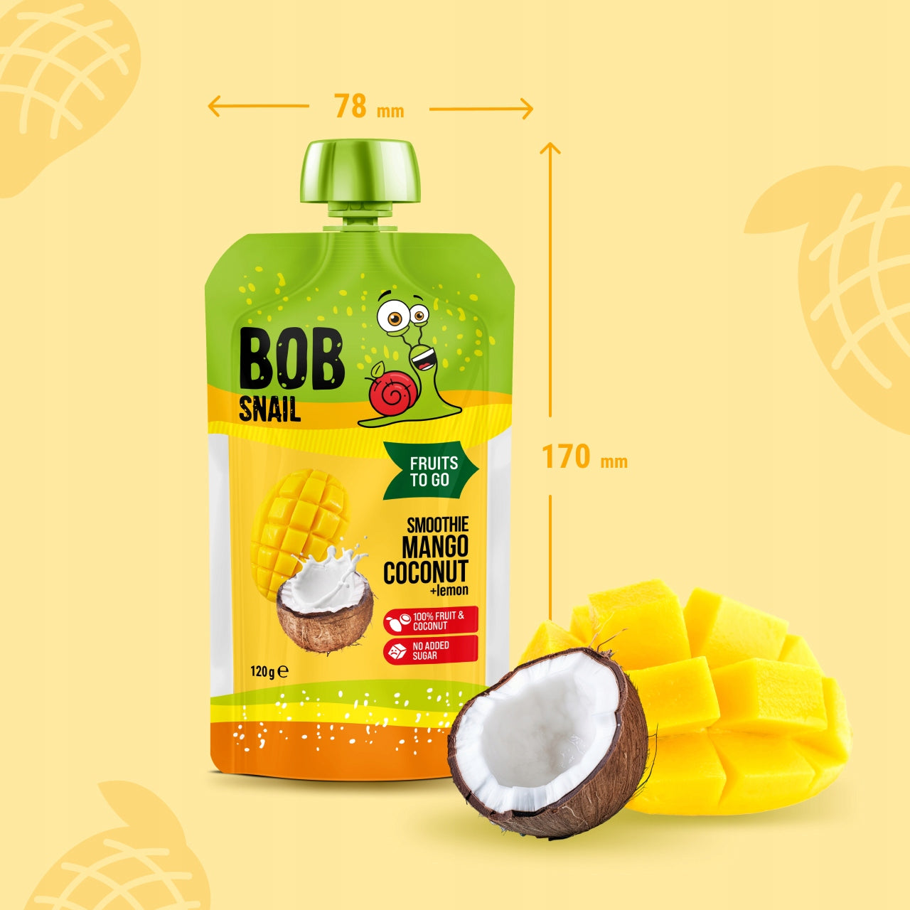 Fruit mousse 100% fruit without added sugar BOB SNAIL Mango Coconut 10х120 g Medical device no