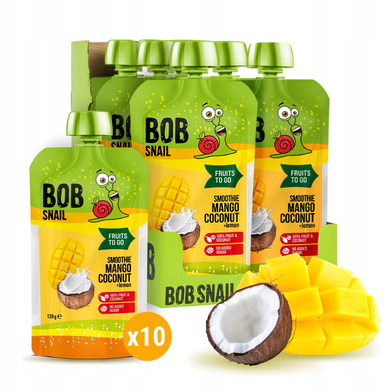 Fruit mousse 100% fruit without added sugar BOB SNAIL Mango Coconut 10х120 g