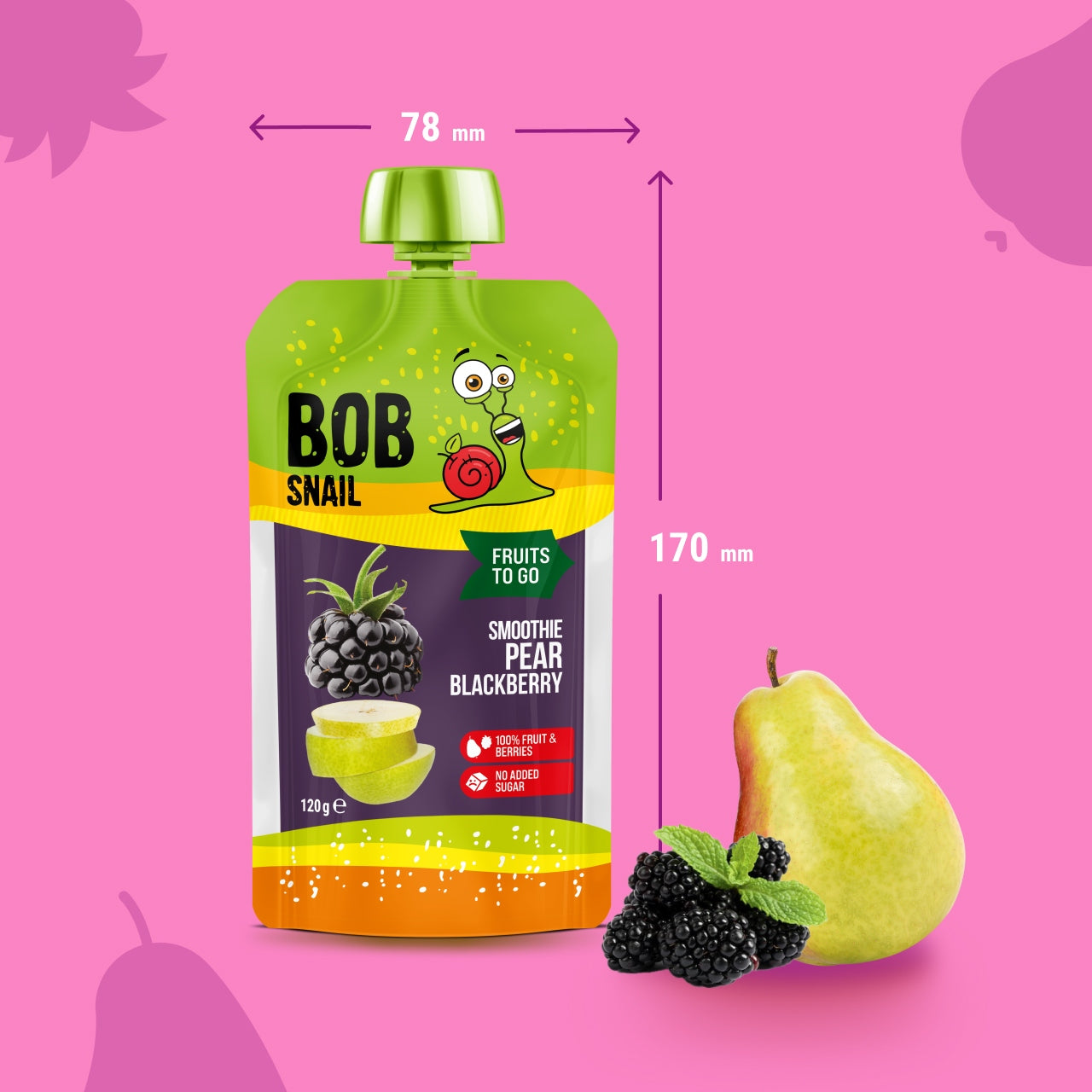 Fruit mousse 100% fruit without added sugar BOB SNAIL Pear Blackberry 10х120 g Manufacturer code 4820219343707