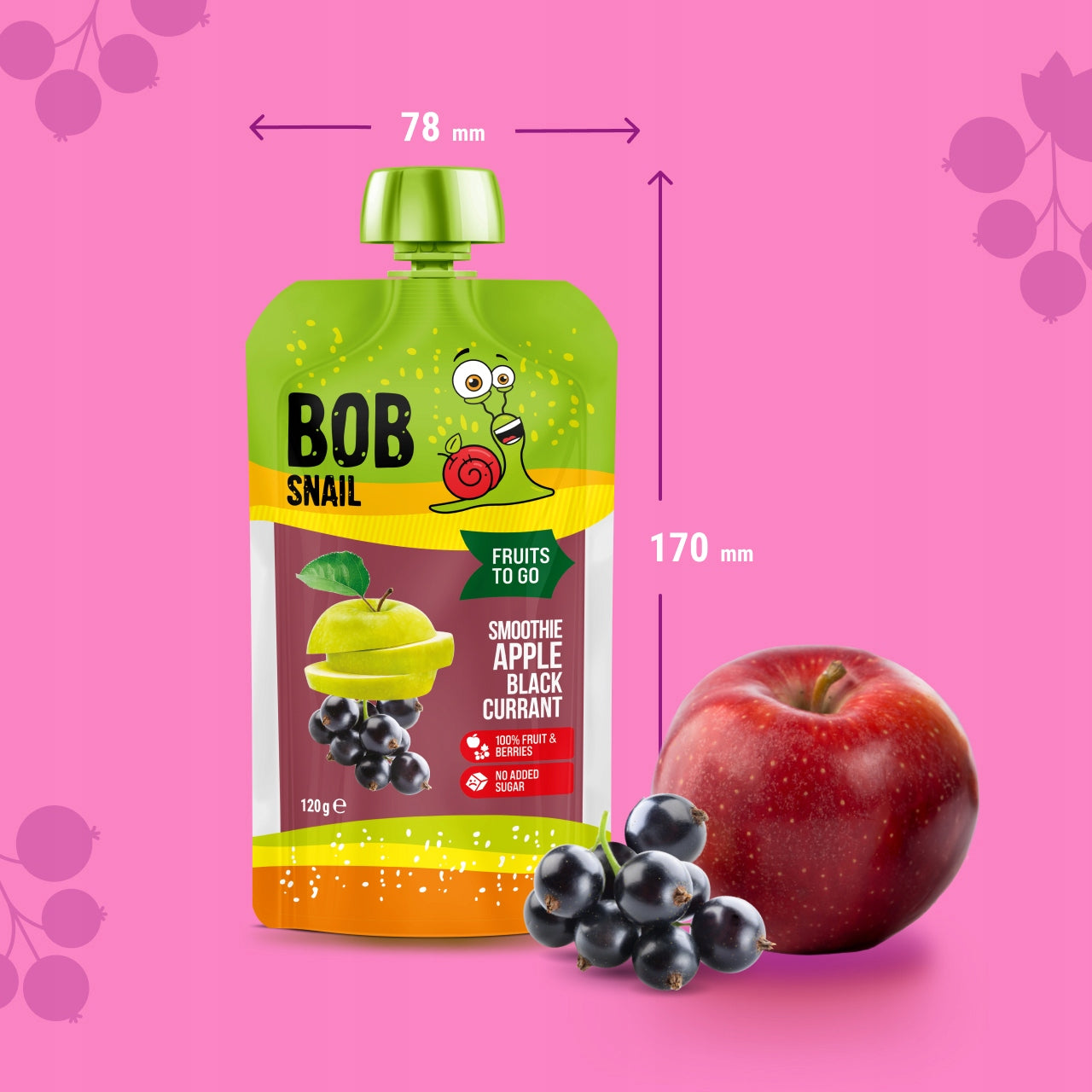 Fruit mousse 100% without added sugar BOB SNAIL Apple Black Currant 10х120 Manufacturer code 4820219343806