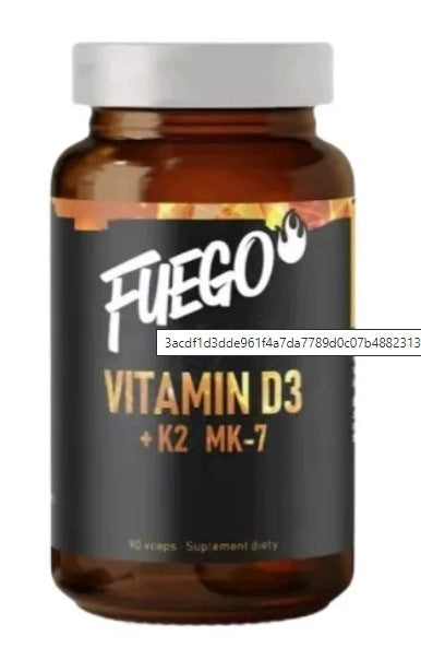 Fuego Vitamin D3 4000IU + K2 MK7 90 capsules vege Glass bottle