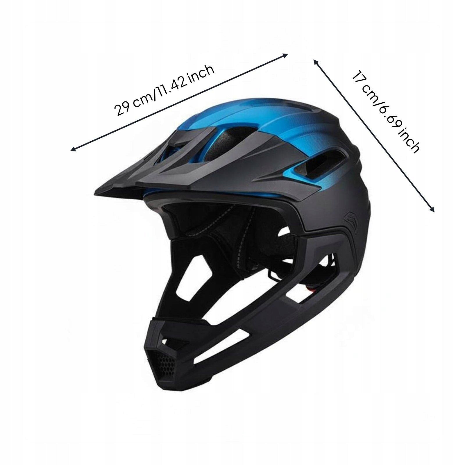 Full Cover Mountain Bike Helmet Rough Terrain Riding Detachable Black Blue Packaging status original