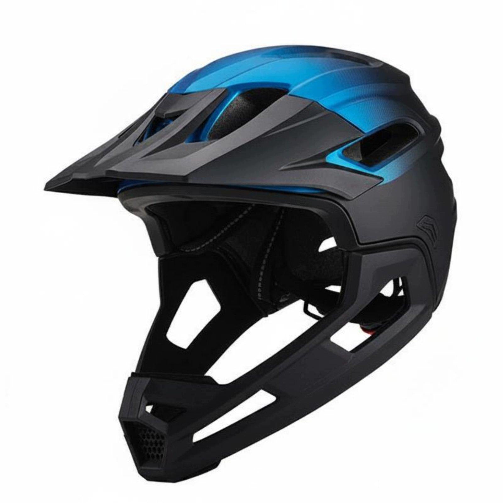 Full Cover Mountain Bike Helmet Rough Terrain Riding Detachable Black Blue