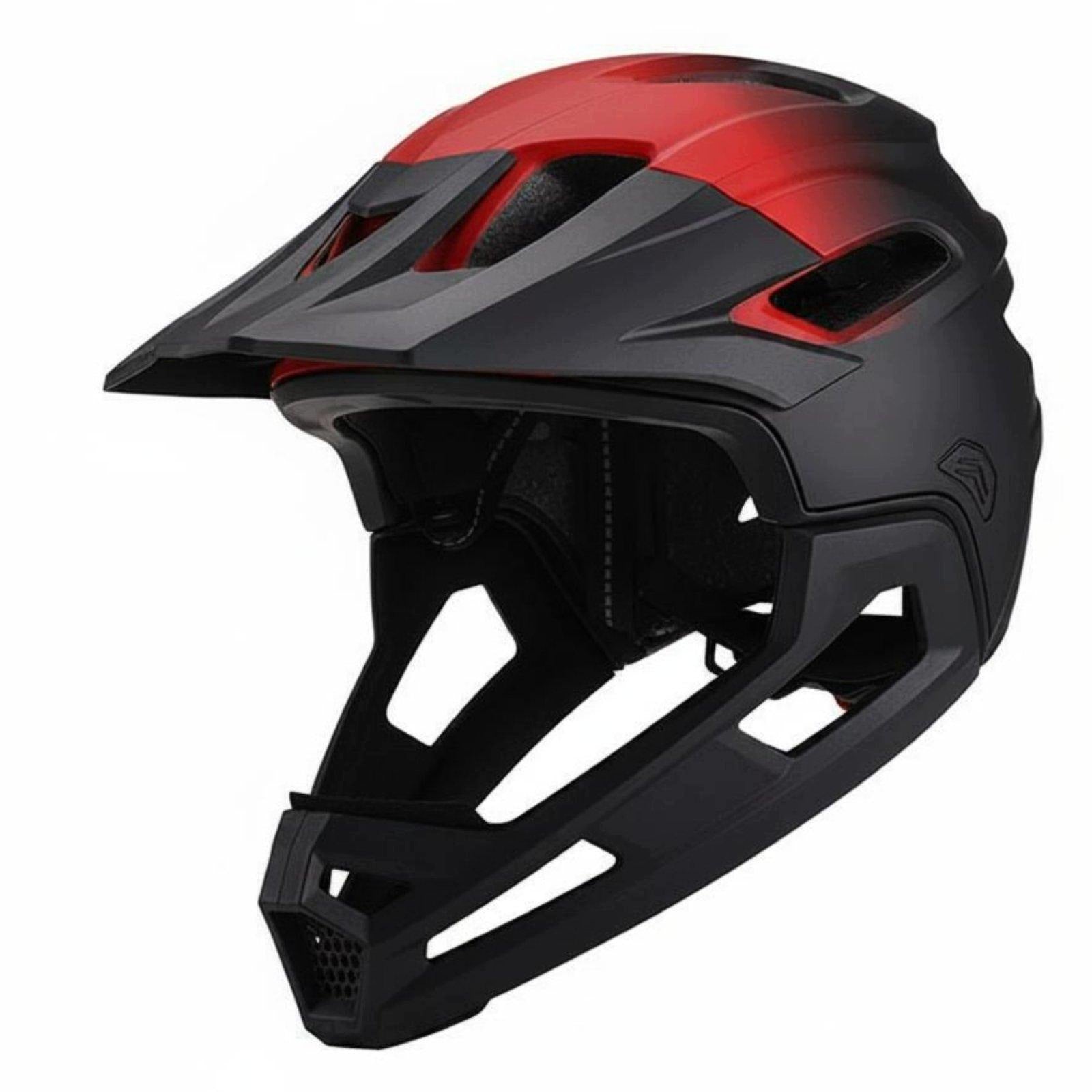 Full Cover Mountain Bike Helmet Rough Terrain Riding Detachable Black Red