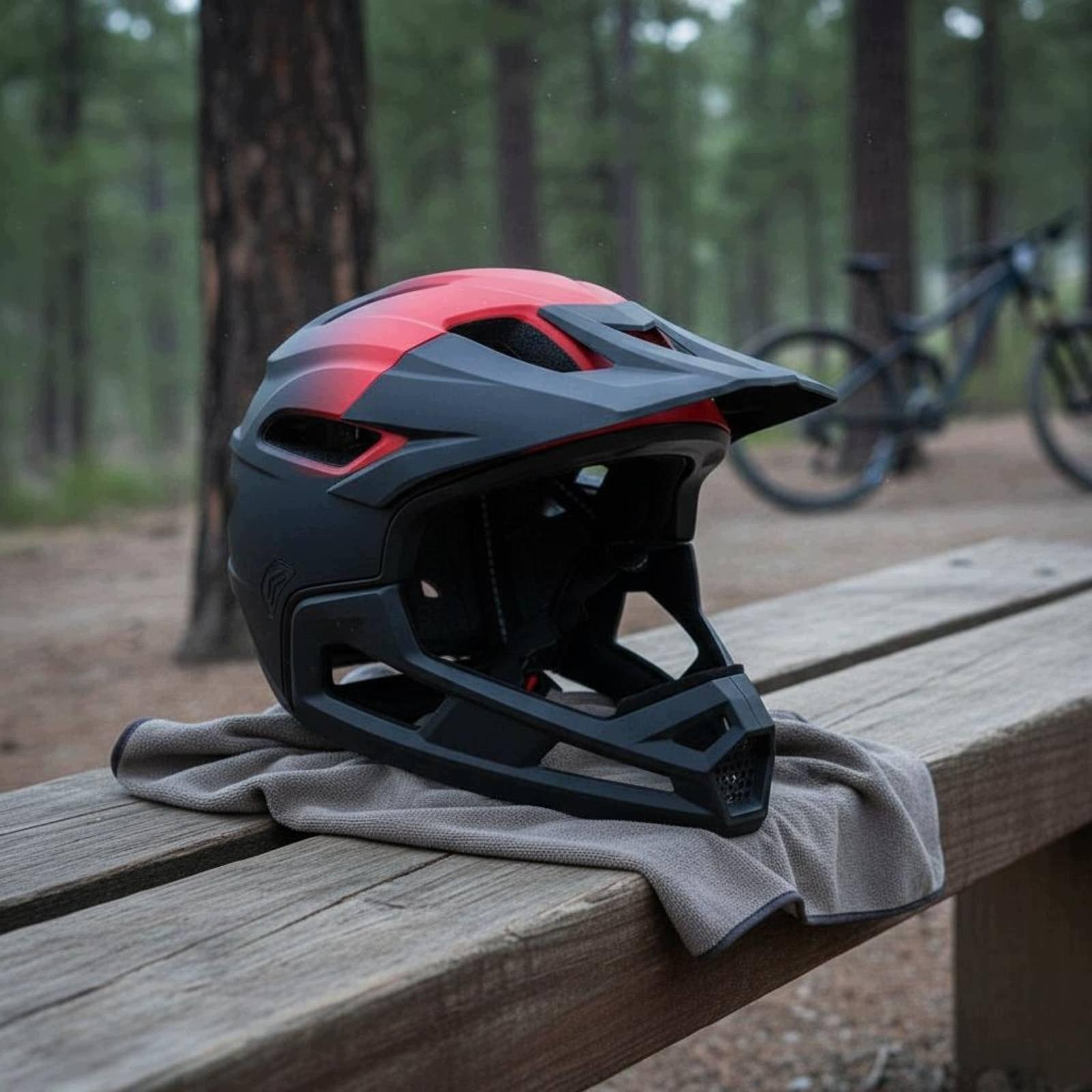 Full Cover Mountain Bike Helmet Rough Terrain Riding Detachable Black White Packaging status original