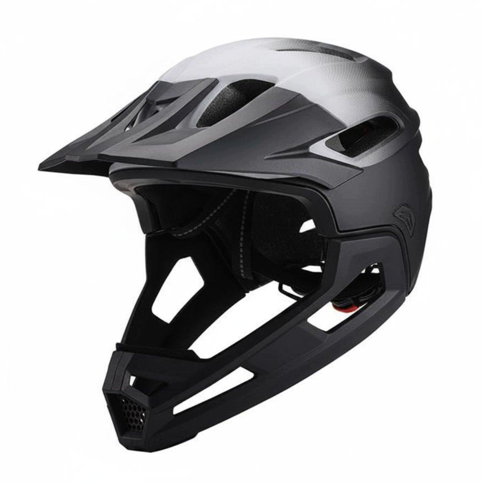 Full Cover Mountain Bike Helmet Rough Terrain Riding Detachable Black White