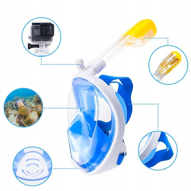 Full Face Diving Mask L/XL Blue Folding with Tube Brand Ultimar