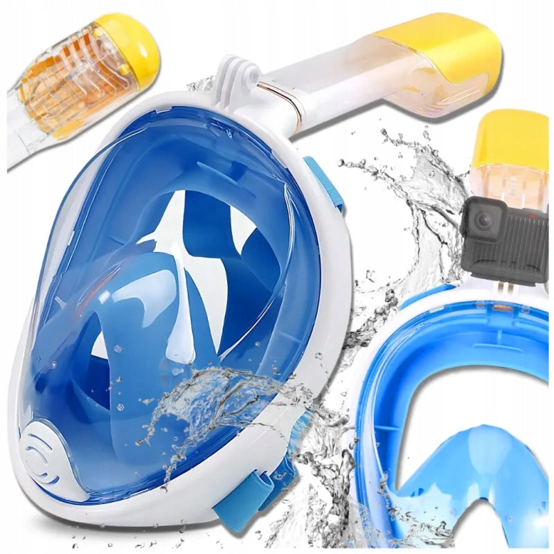 Full Face Diving Mask S/M Folding for Swimming WHITE-BLUE