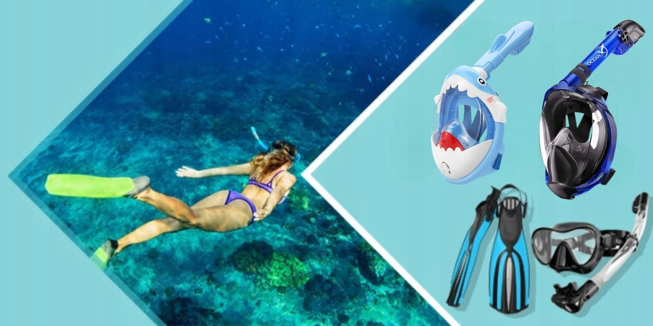 Full Face Diving Mask Snorkeling For Children with Tube XS OceanX Manufacturer code Pełnotwarzowa YSE KID Niebieska