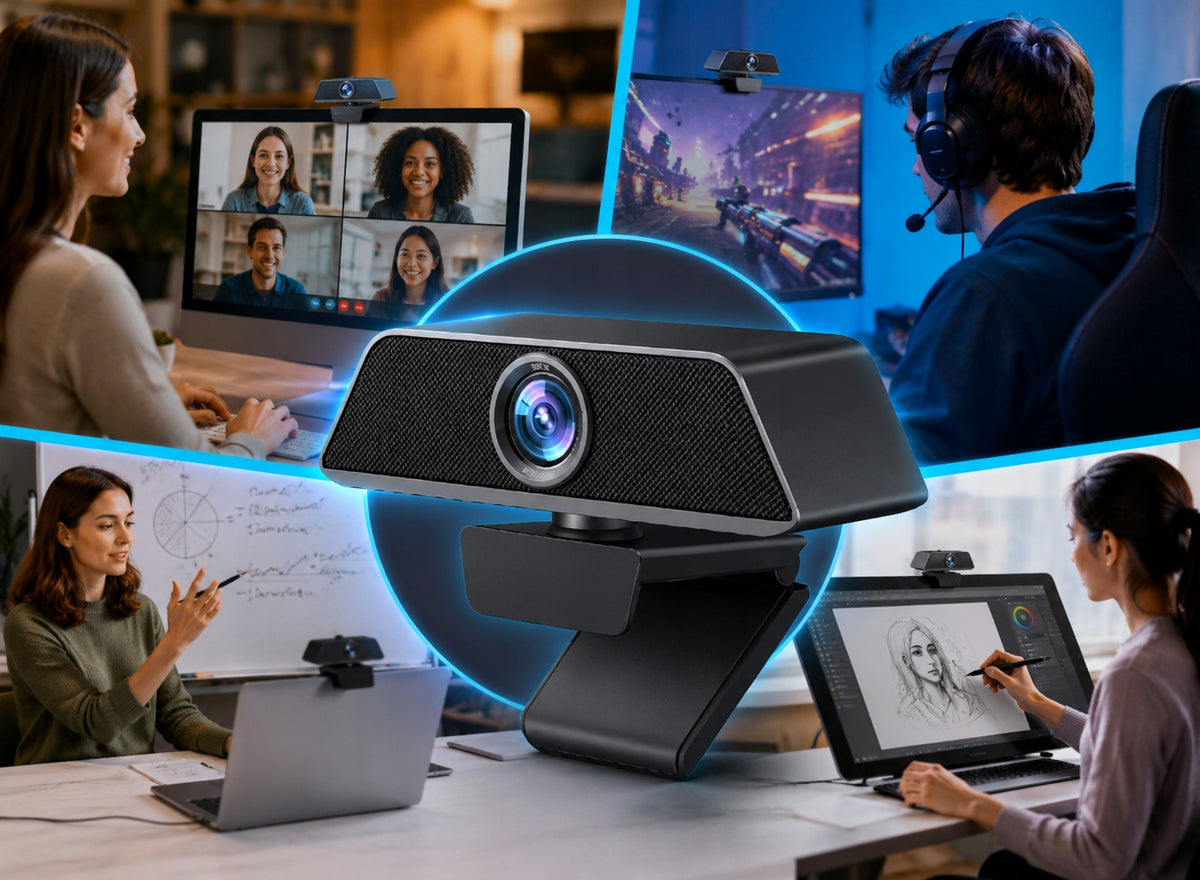 Full HD webcam with microphone for streaming and working