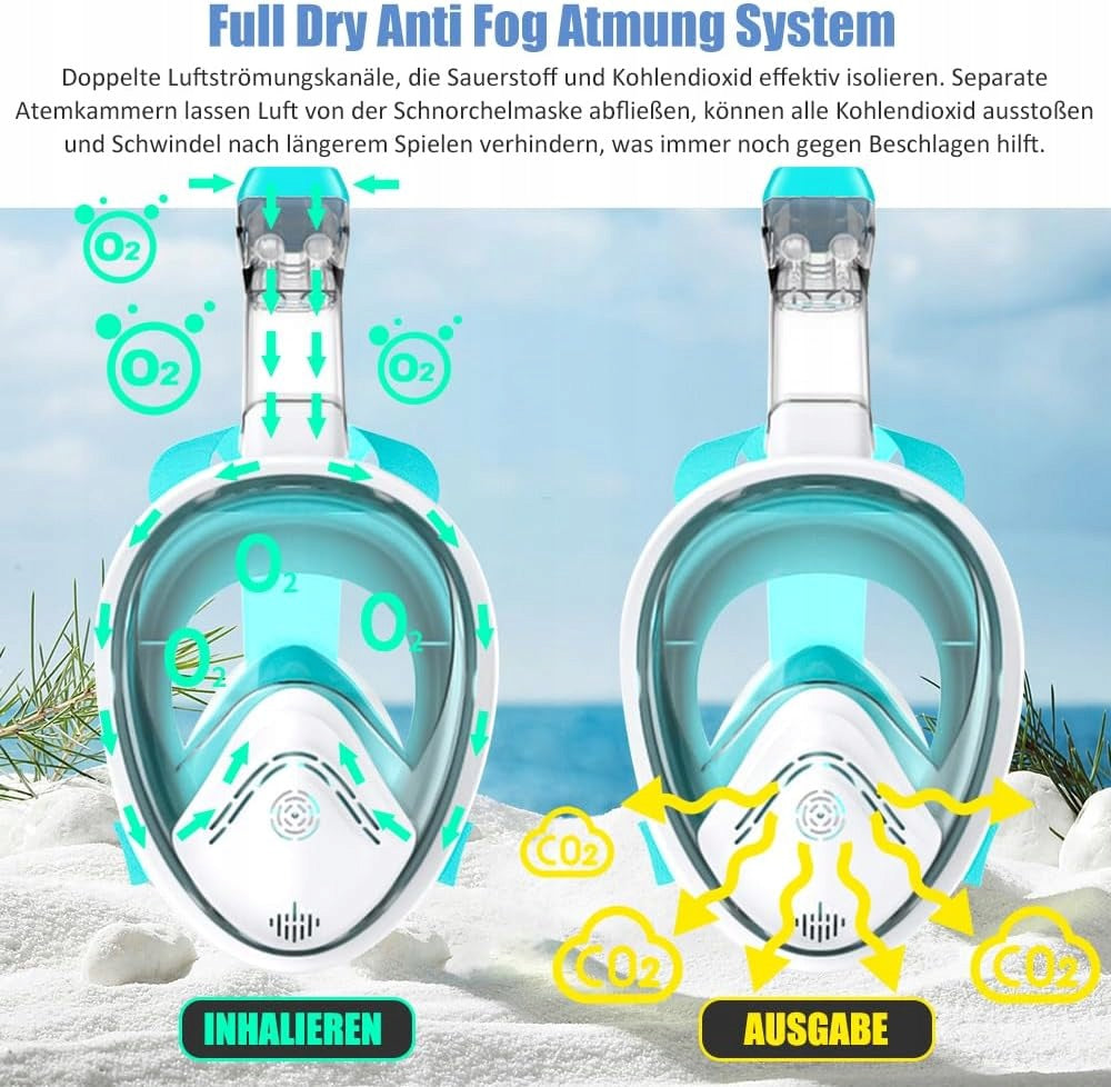 Full face diving mask HINATAA white turquoise size L\XL Brand no brand