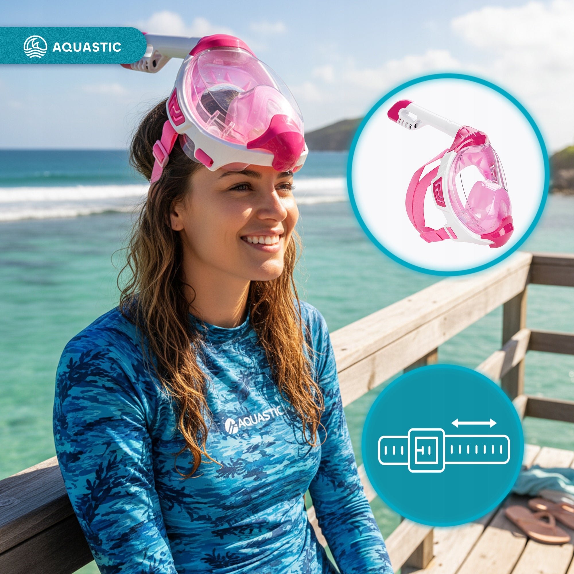 Full face diving mask SNORKELING AQUASTIC KAI S-M with TUBE EAN (GTIN) 5904823016475
