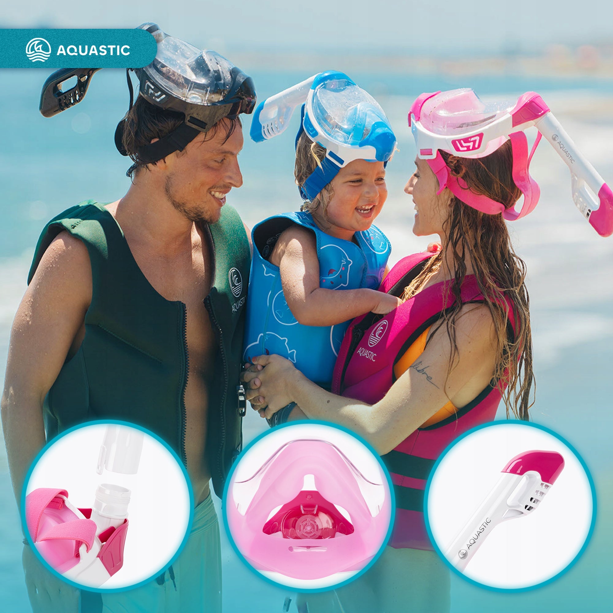 Full face diving mask SNORKELING AQUASTIC KAI S-M with TUBE Gender woman