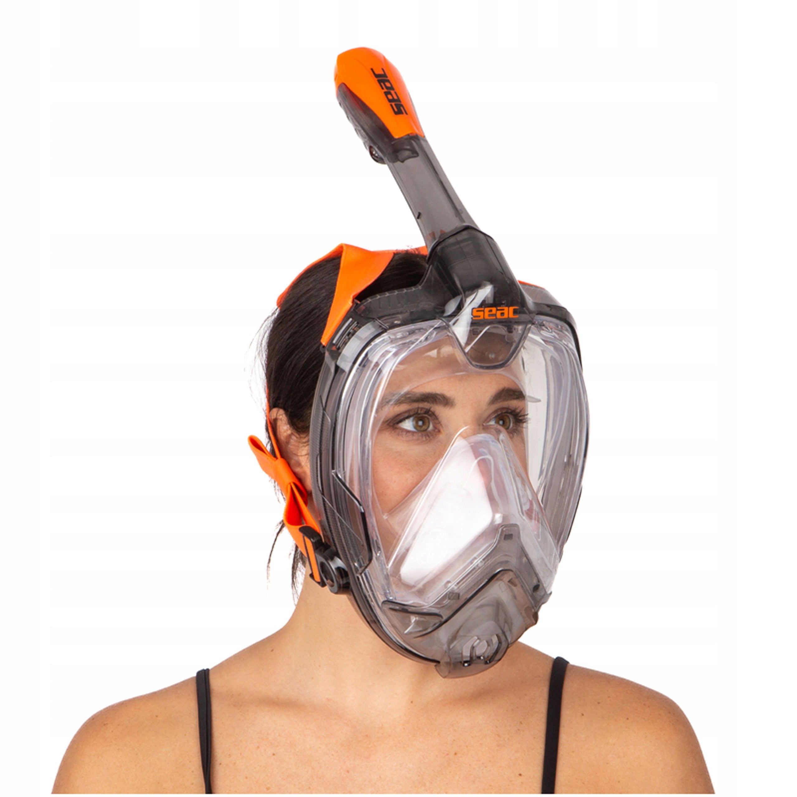 Full face mask Seac Libera S/M black orange DOES NOT EVAPORATE! Manufacturer code 170-6NO/SKL