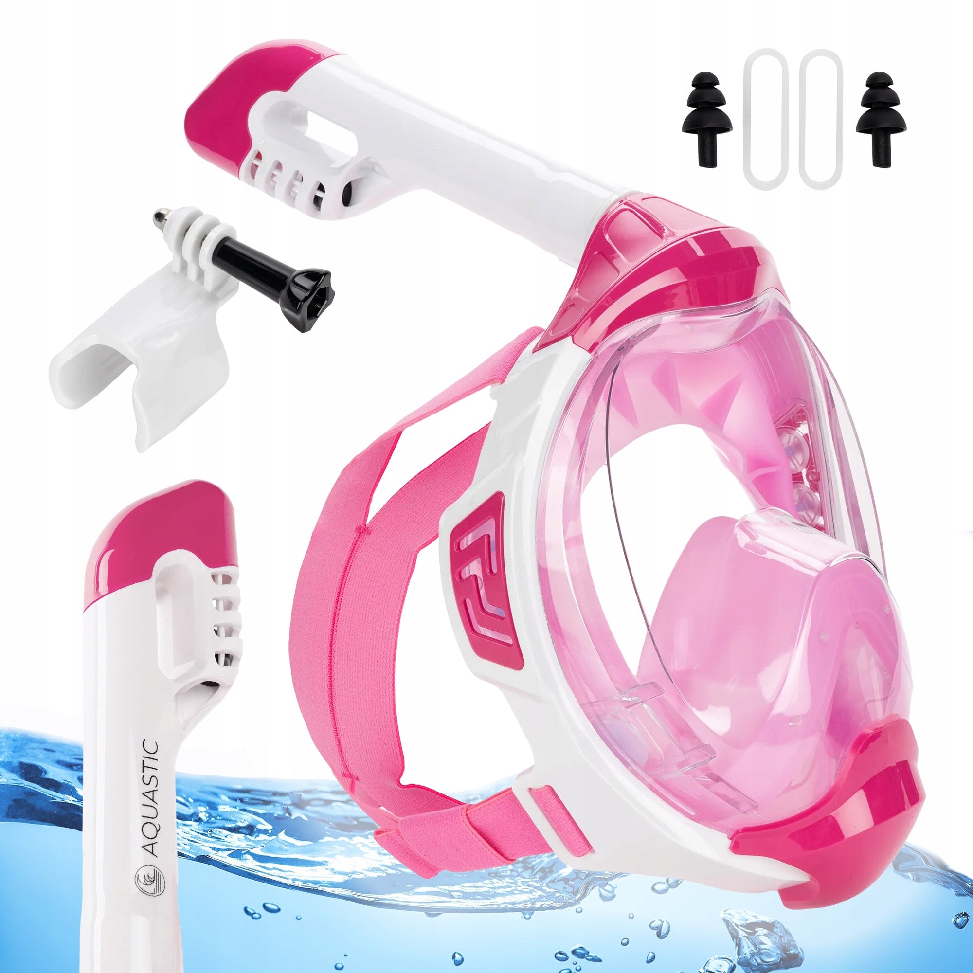Full face mask for snorkeling AQUASTIC KAI pink L-XL DRY TOP SYSTEM