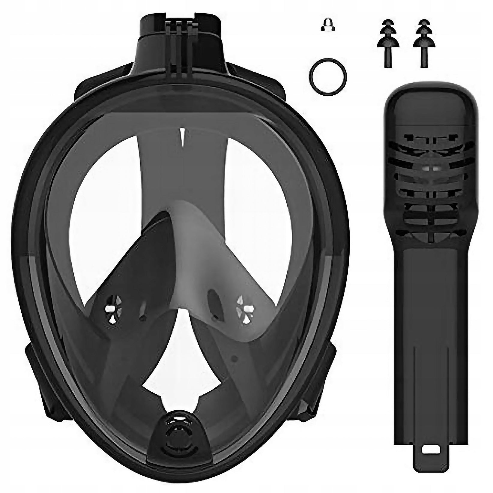 Full mask for snorkel and GoPro HERO 13 12 11 10 9 mount Kind full face with tube