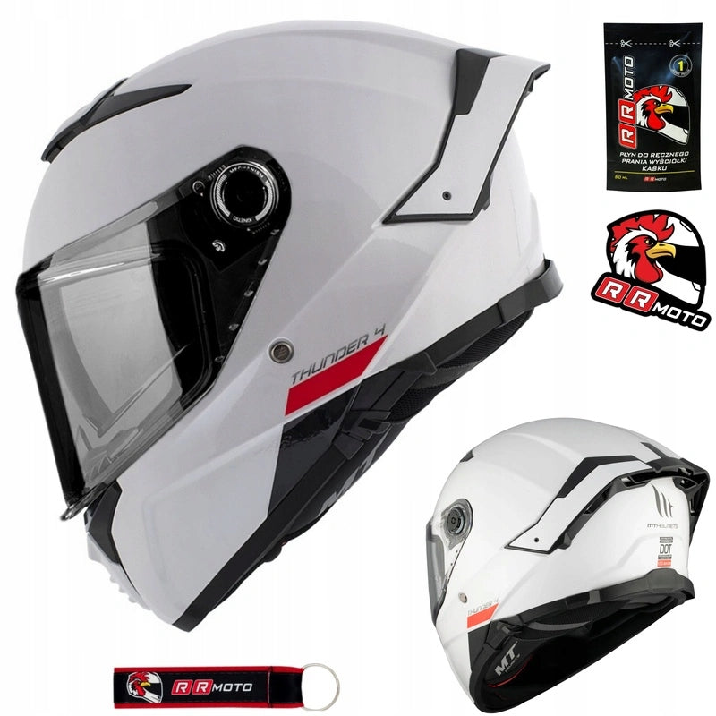 Full motorcycle helmet with BLEND MT THUNDER 4 SV SOLID GLOSS WHITE white