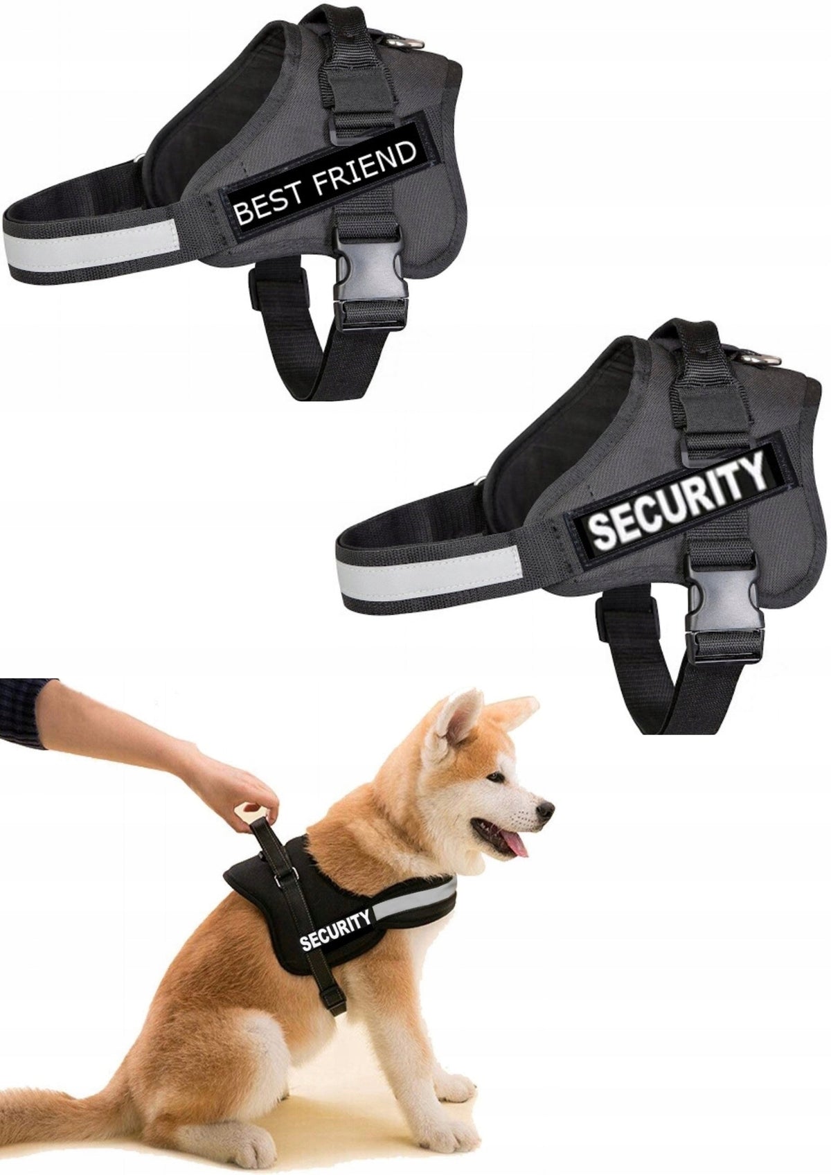 Full reflective harness with pressure-free handle