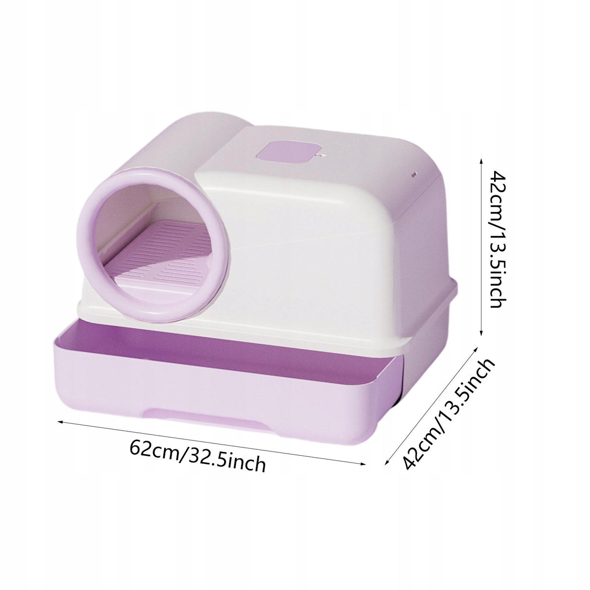 Fully Enclosed Cat Litter Box Easy Clean Splashproof with Scoop Cat Purple Packaging status original