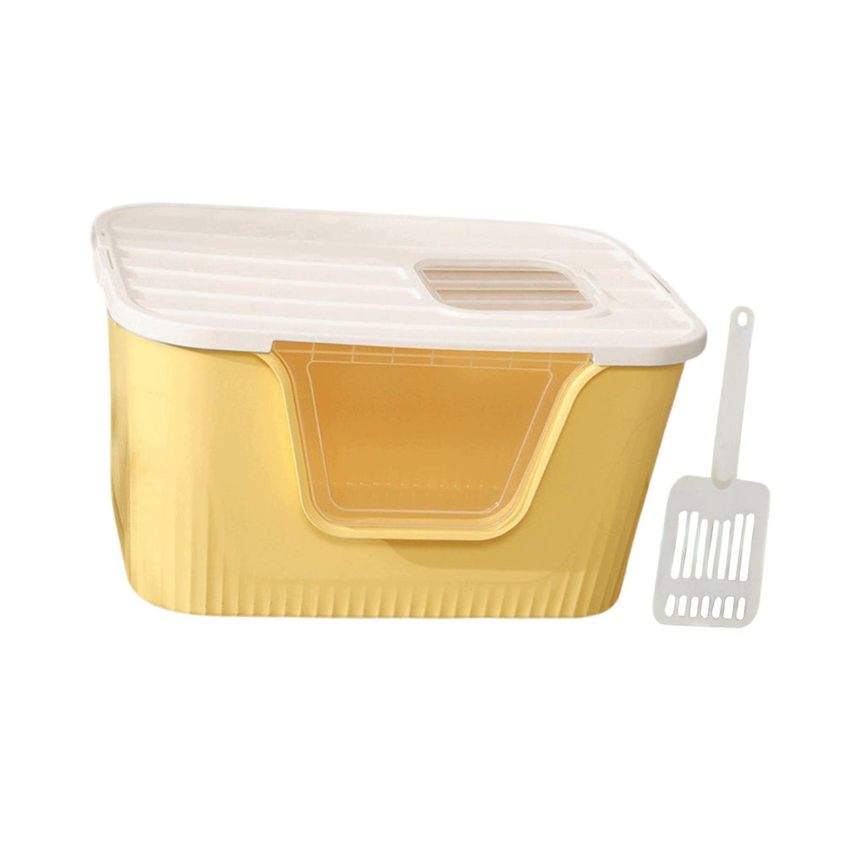 Fully Enclosed Cat Litter Box Front Entry Pet Supplies Cat Toilet Yellow