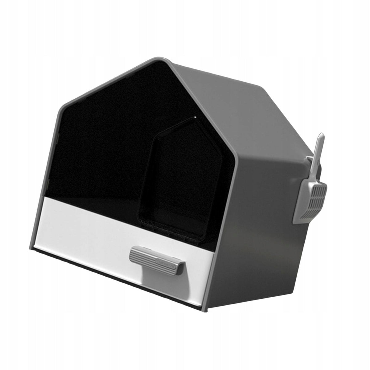 Fully Enclosed Cat Litter Tray Splashproof Kitten Potty for Rabbit Pet Gray