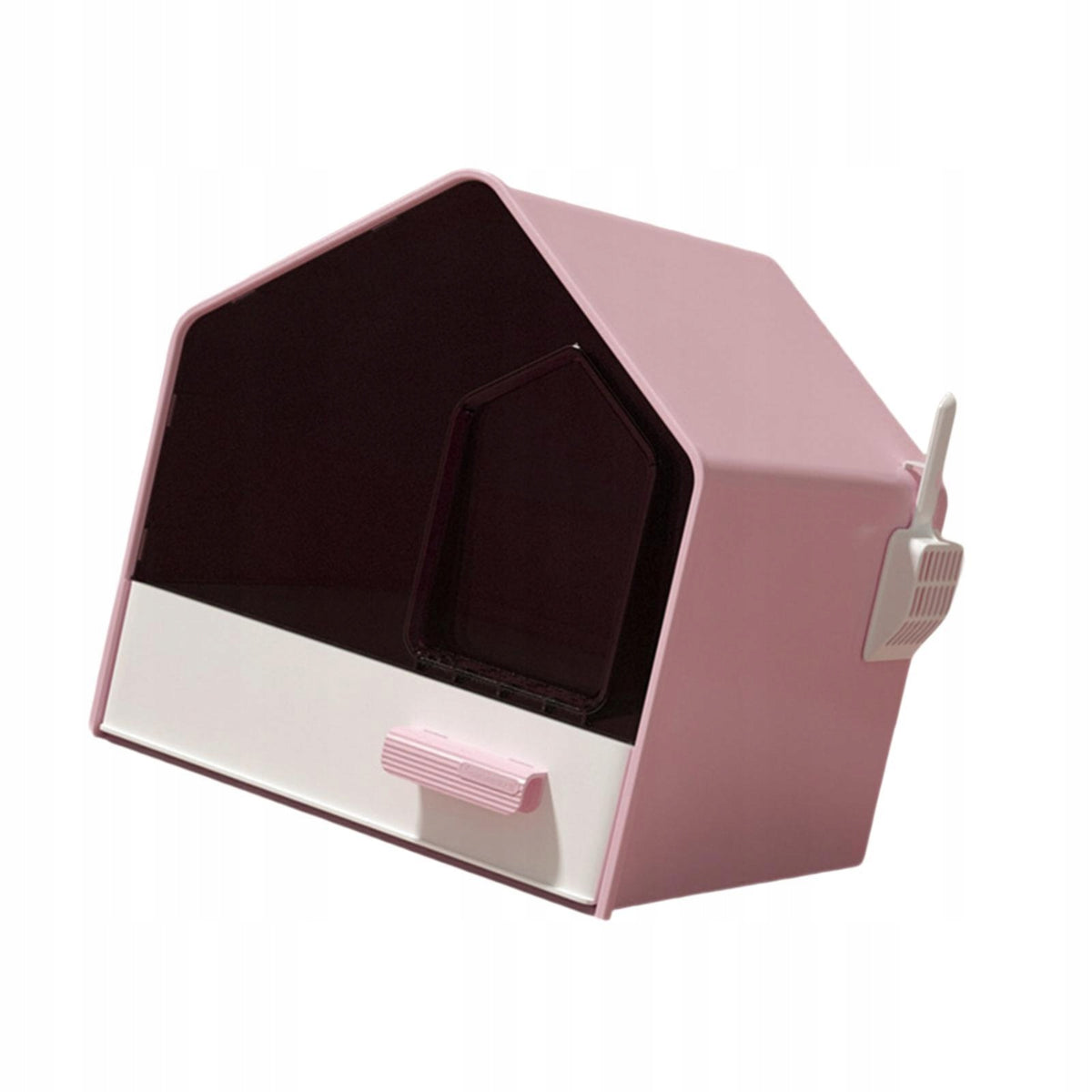 Fully Enclosed Cat Litter Tray Splashproof Kitten Potty for Rabbit Pet Pink