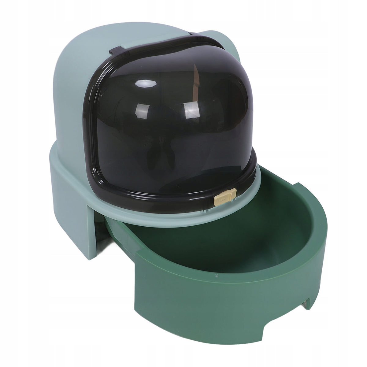 Fully enclosed angular litter box with drawer and walkway control N2