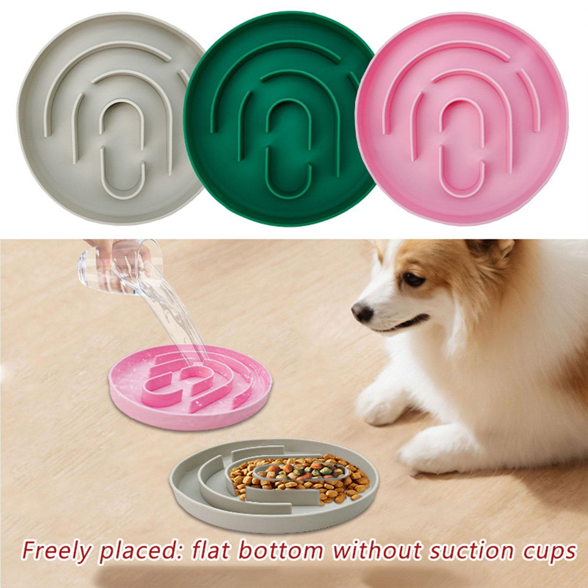 Fun Dogs Slow Feeder Bowl Encourage Foraging Skills Silicone Bite Green Packaging status original