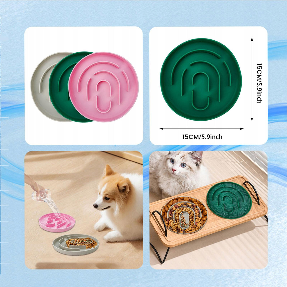 Fun Dogs Slow Feeder Bowl Encourage Foraging Skills Silicone Bite Grey Packaging status original