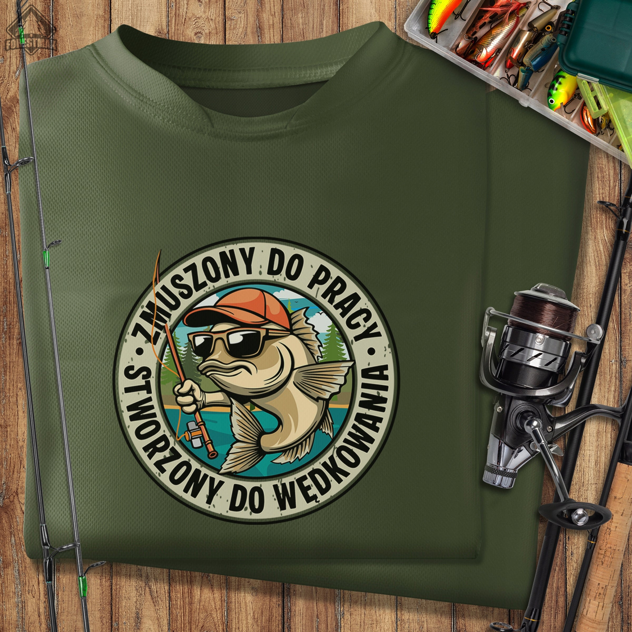 Functional T-shirt for Fisherman with funny print - size L Sleeve short sleeve