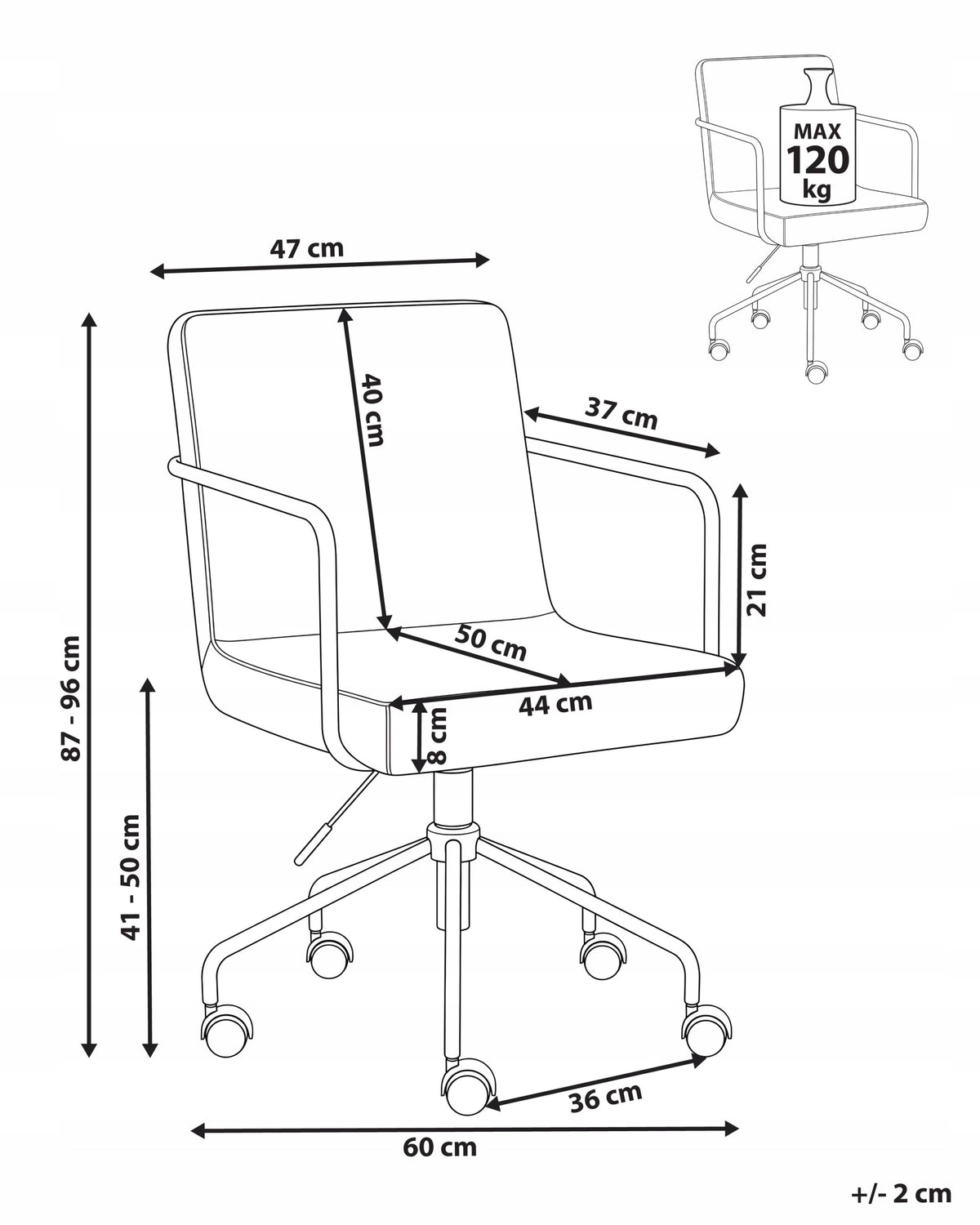 Functional corduroy office chair with height adjustment light brown Medical device no