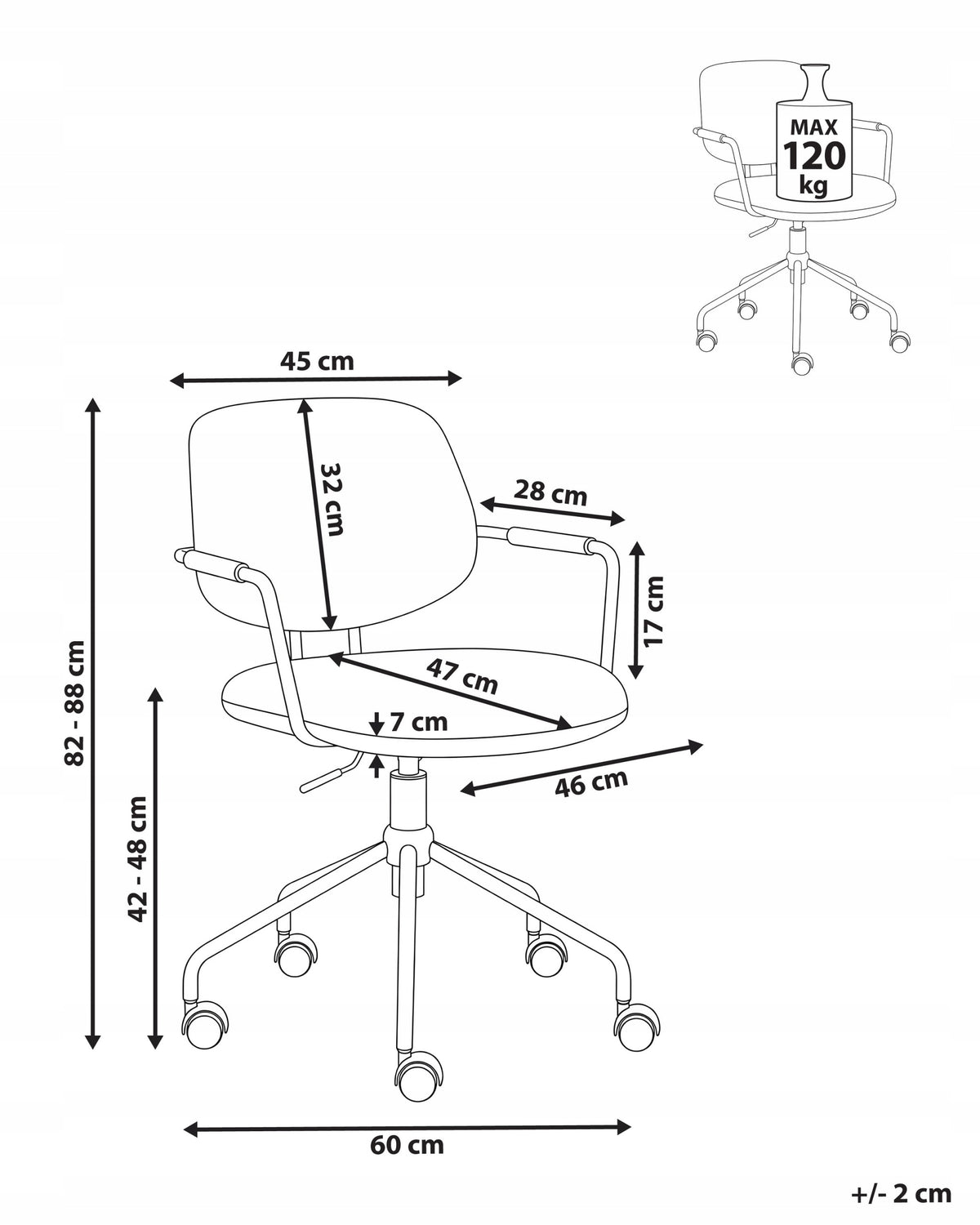 Functional office chair with height adjustment beige Medical device no