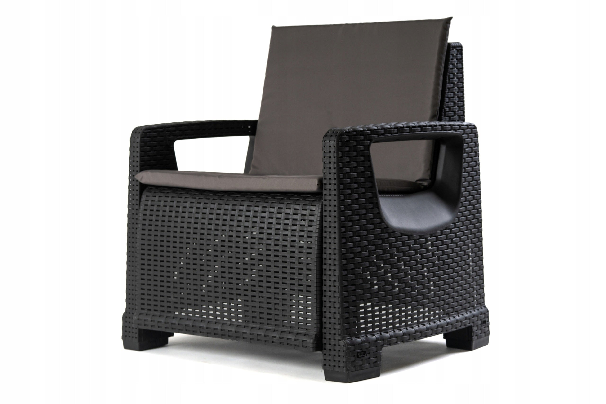 Furniture set VALERIA CORCIANO anthracite for terrace, balcony 2 armchairs+table Color black