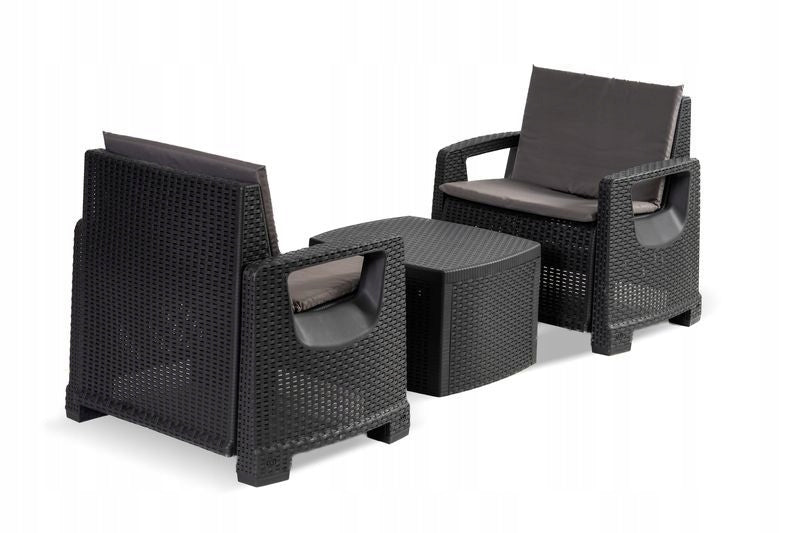 Furniture set VALERIA CORCIANO anthracite for terrace, balcony 2 armchairs+table Manufacturer Corciano